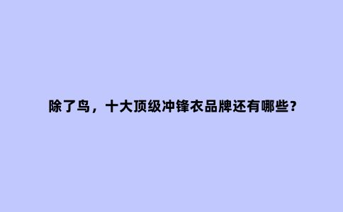 除了鸟，十大***冲锋衣品牌还有哪些？
