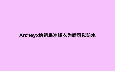 Arc’teyx始祖鸟冲锋衣为啥可以防水透气？比你想象的功能更强大