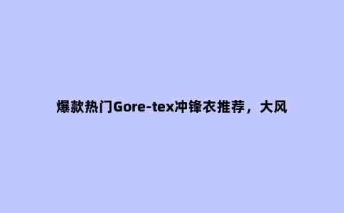 爆款热门Gore-tex冲锋衣推荐，大风大雨不再害怕