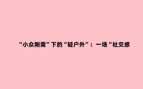 “小众刚需”下的“轻户外”:一场“社交感”主导的诗与远方