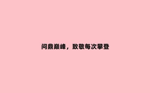 问鼎***，致敬每次攀登