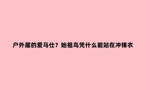 户外届的爱马仕?始祖鸟凭什么能站在冲锋衣鄙视链顶端 |凹凸世界